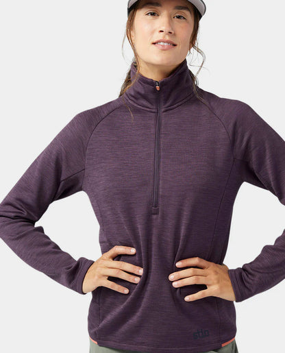 AllTrails x Stio Women's Glide Power Stretch Half Zip - Huckleberry Jam Heather
