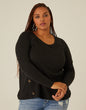Plus Size Button Detail Ribbed Top