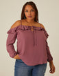 Plus Size Cold Shoulder Ruffle Blouse