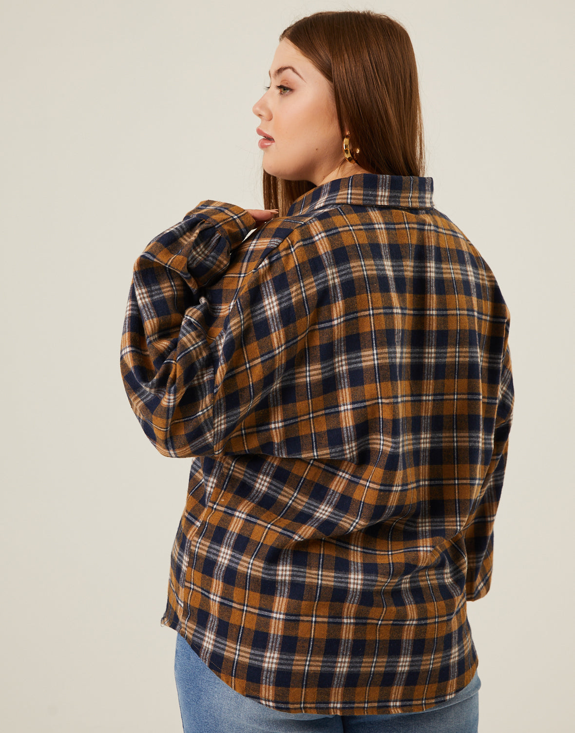 Plus Size Comfy Plaid Flannel Shirt
