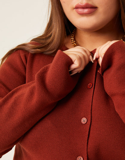 Plus Size Button Cardigan Knit Top