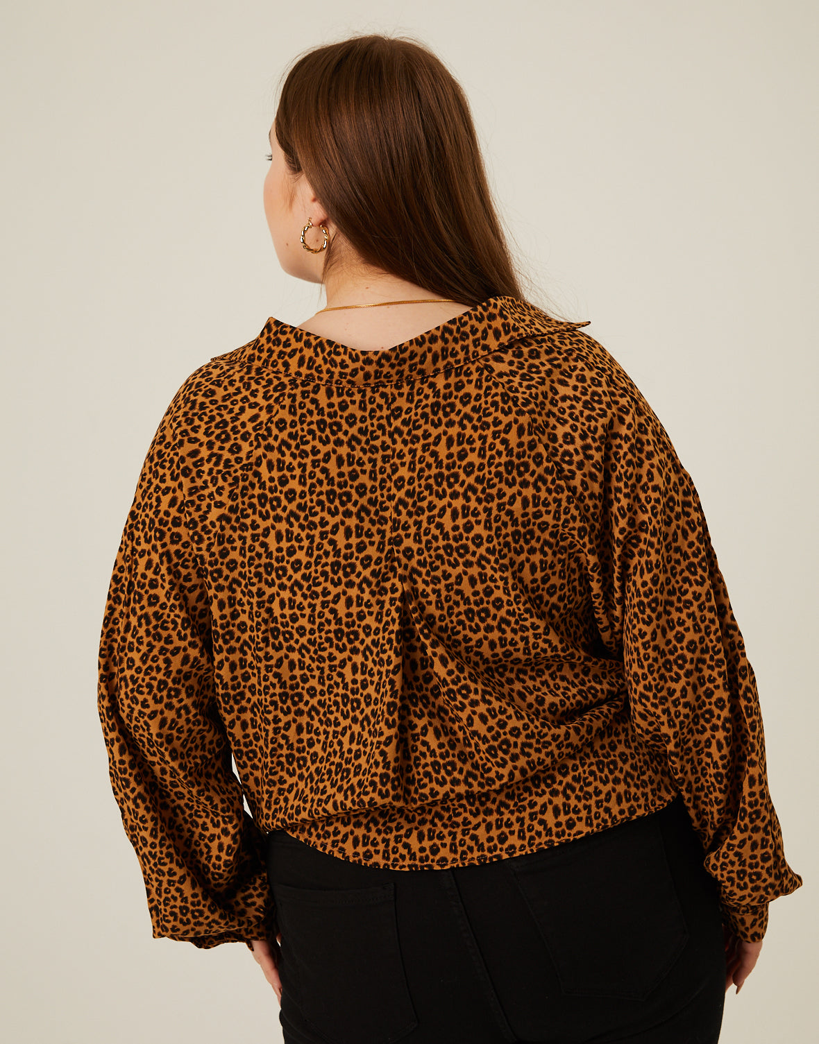 Plus Size Leopard Tie Front Top