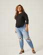 Plus Size Rib Knit 3/4 Top