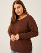 Plus Size Rib Knit Long Sleeve Top