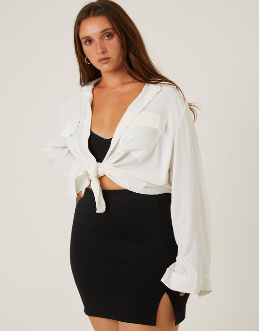 Plus Size Side Slit Mini Skirt