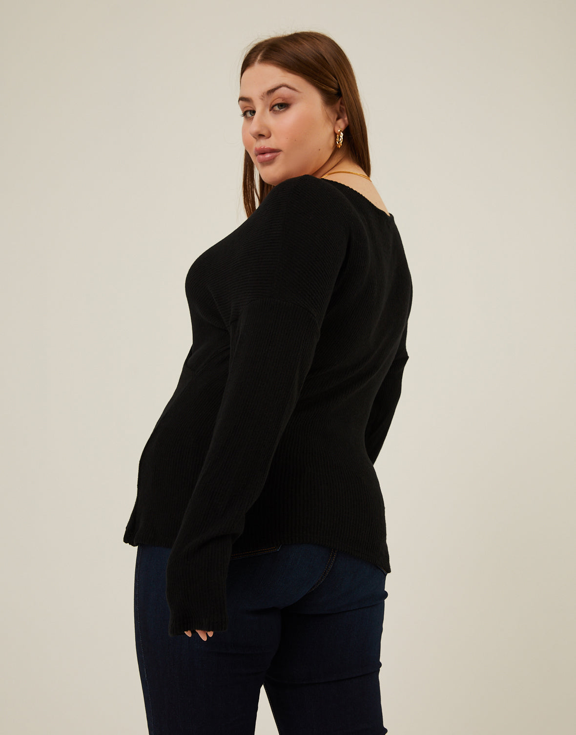 Plus Size Soft Ribbed Surplice Top