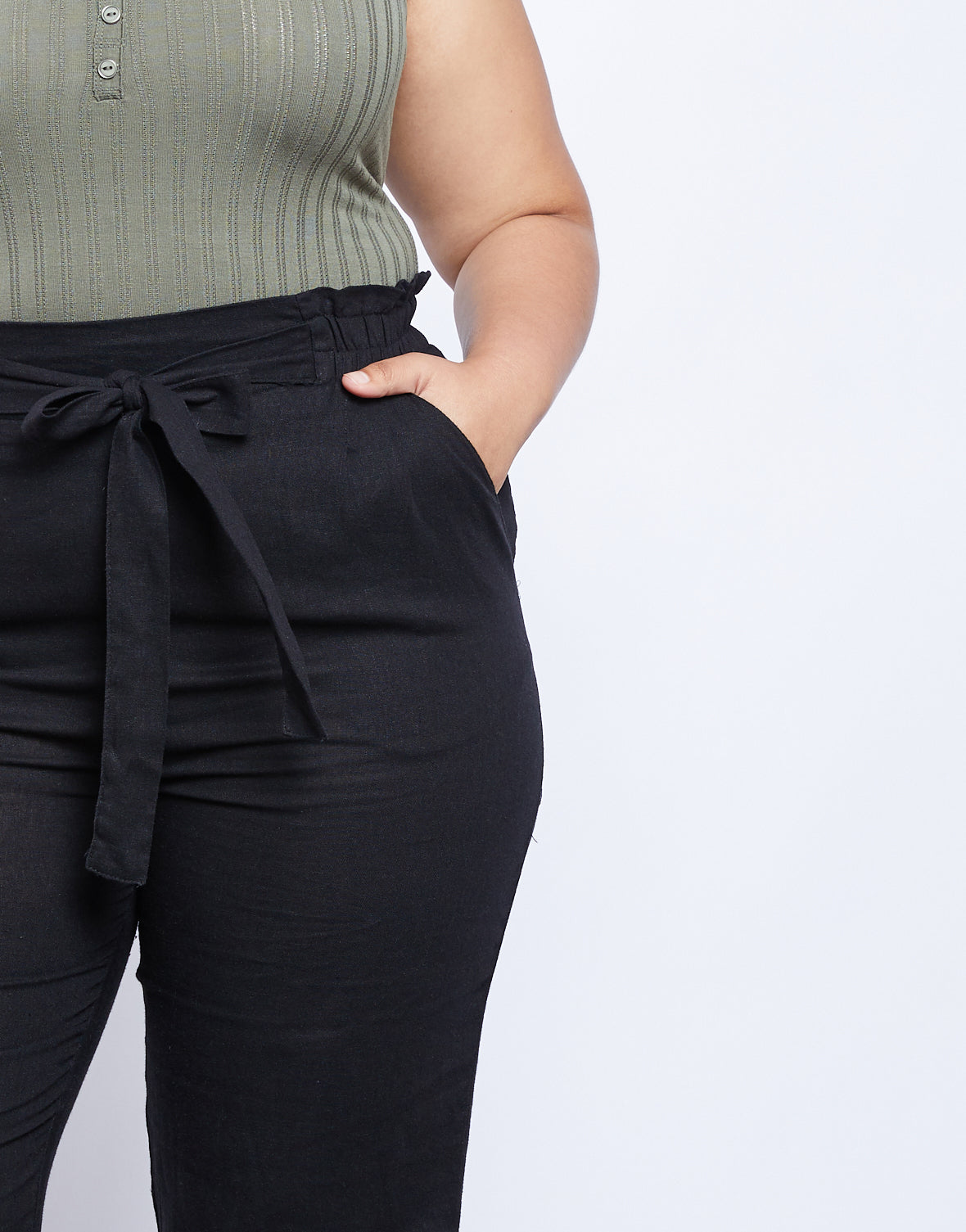Plus Size Cambrie Paper Bag Pants