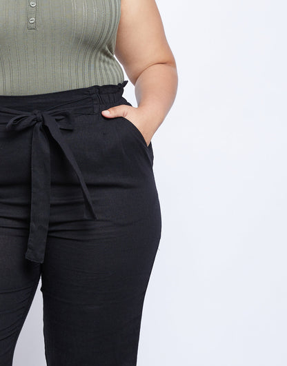 Plus Size Cambrie Paper Bag Pants