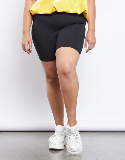 Plus Size Daily Ribbed Bike Shorts